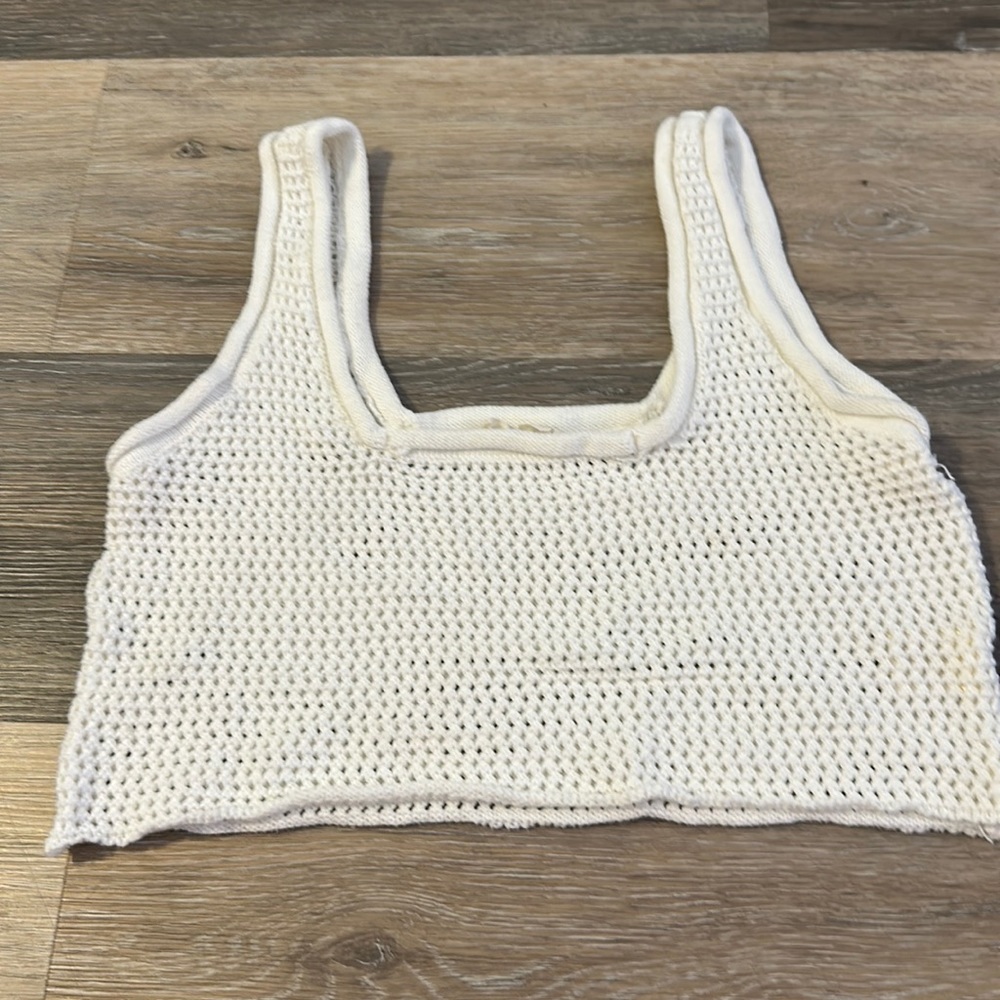 Women’s cropped bathing suit cover up, knitted